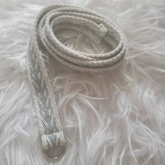 1" Sage and Cream Woven Canvas Belt - Picture 4 of 5